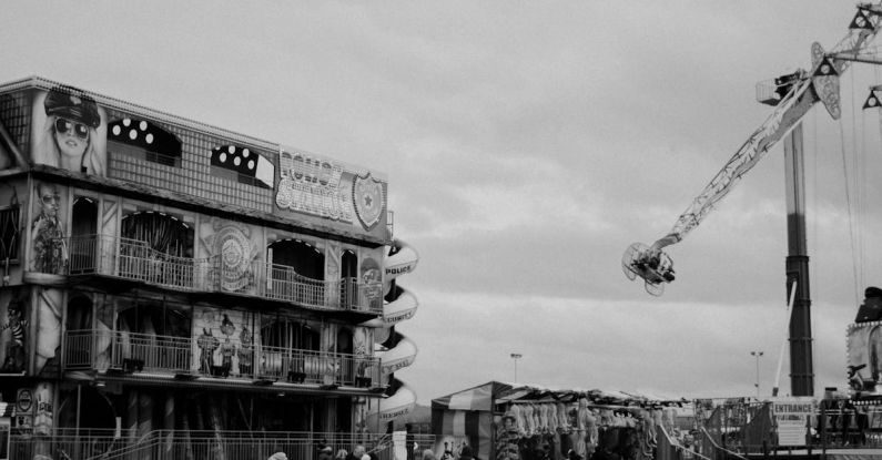 Rides - Black and white photo of a construction site