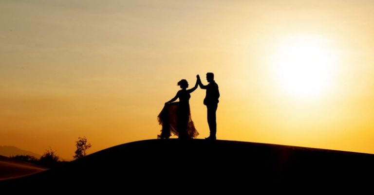 Sunrise - Silhouette of Newly Wedded Couple